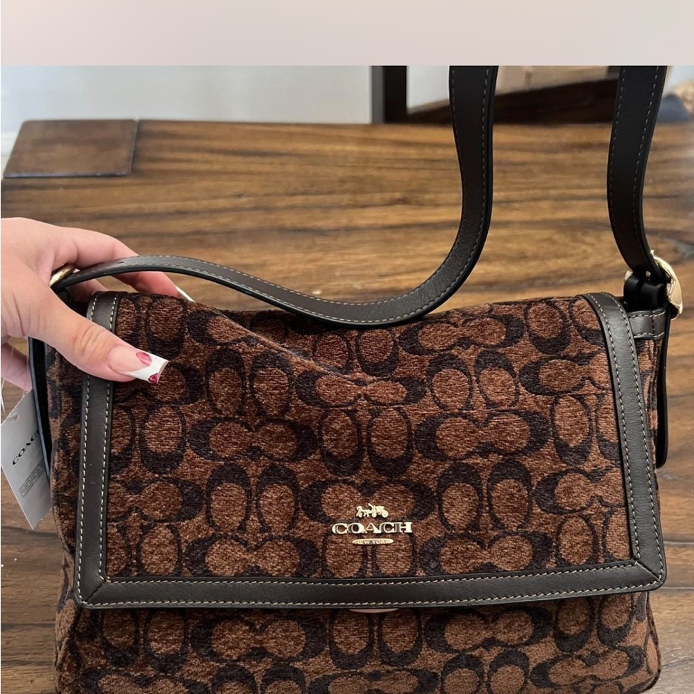 Coach Dark Brown Signature Shoulder Bag